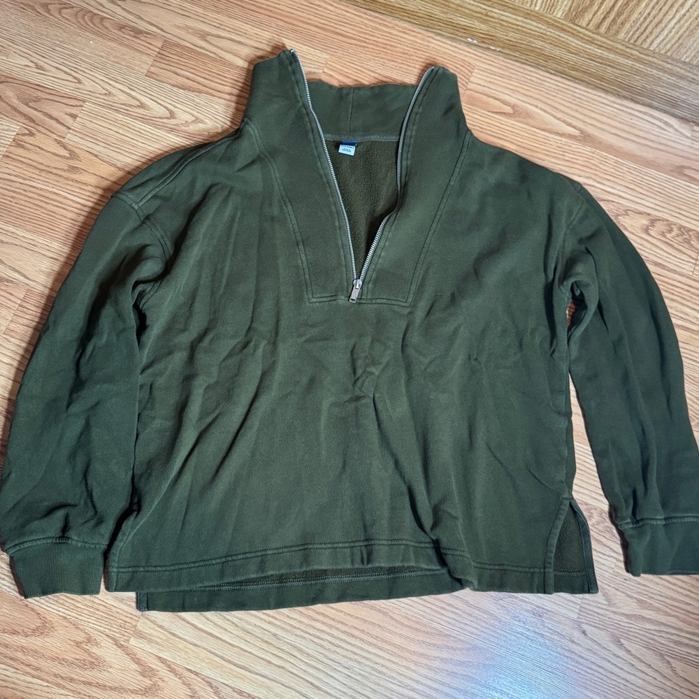 Old Navy Forest Green Half Zip-Up Oversized Tunic